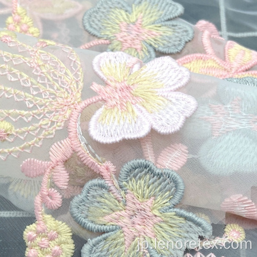 高密度ナイロン織り3DFlower刺繍チュール生地